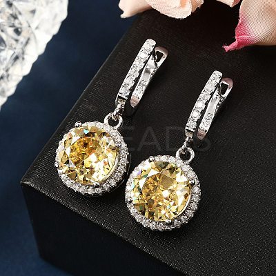 925 Sterling Silver Micro Pave Cubic Zirconia Dangle Hoop Earrings EJEW-F371-01B-02-1