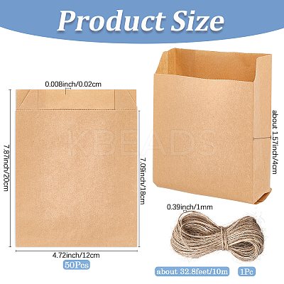 50Pcs Rectangle Paper Baking Bags CARB-SP0001-05B-02-1