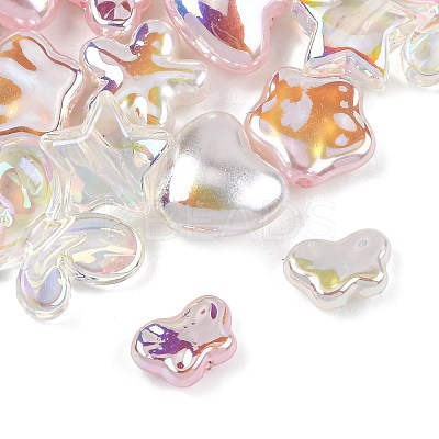 16Pcs 8 Styles UV Plating Plastic Imitation Pearl Beads KY-FS0001-47-1