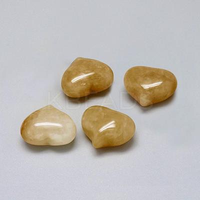 Natural Yellow Aventurine Heart Palm Stone G-F637-11C-1