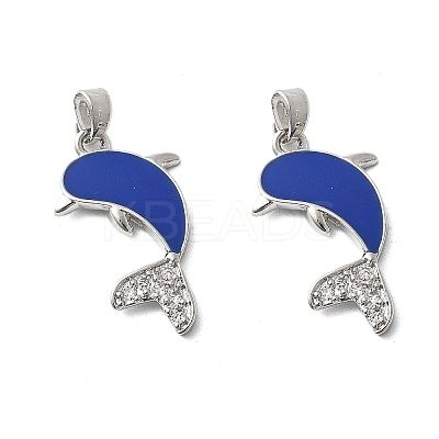 Brass Micro Pave Cubic Zirconia with Enamel Pendants KK-Z103-08P-01-1