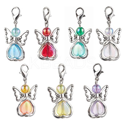7Pcs 7 Colors Angel Acrylic Pendant Decorations HJEW-JM01736-02-1