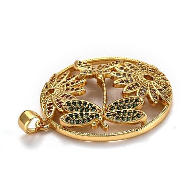 Autumn Theme Brass Micro Pave Cubic Zirconia Pendants ZIRC-L100-022G-1