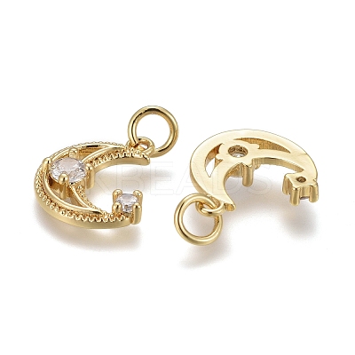 Brass Micro Pave Clear Cubic Zirconia Charms KK-F821-38G-1