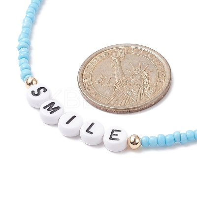 5Pcs 5 Style Glass & Plastic Word Beaded Necklaces Set NJEW-JN04316-1