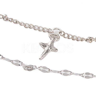 Alloy Double Layer Necklaces for Women NJEW-L123-01P-1