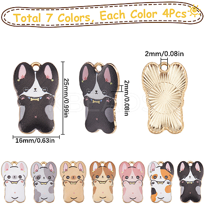 28Pcs 7 Colors Rack Plating Alloy Enamel Pendants FIND-SC0012-05-1