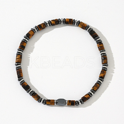 Natural Yellow Tiger Eye Beads Stretch Bracelet for Men IN5542-1