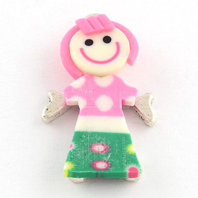 Handmade Zinc Alloy Polymer Clay Girl Pendants CLAY-Q222-02-1
