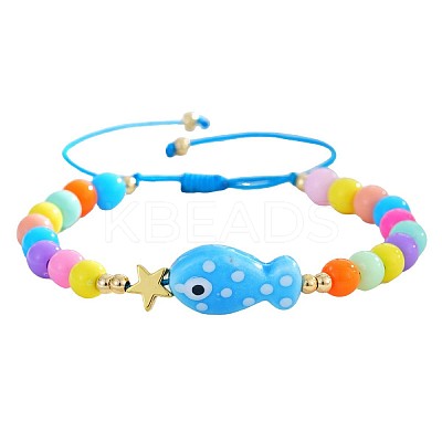 Ocean Style Fish Porcelain Bead Braided Bracelets YA5775-1