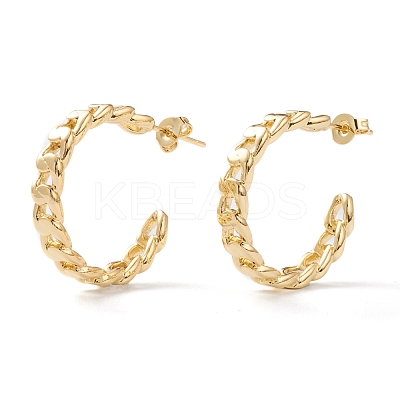 Semicircular Brass Half Hoop Earrings EJEW-Z002-03G-1