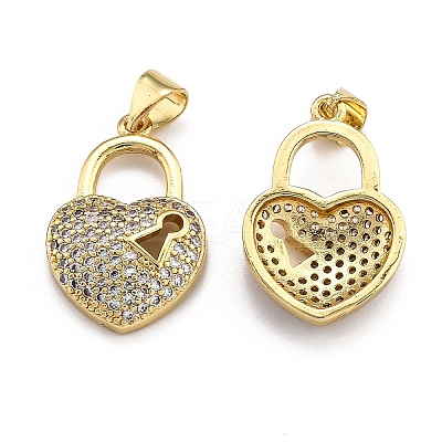 Brass Micro Pave Clear Cubic Zirconia Pendants X-ZIRC-J025-65G-1