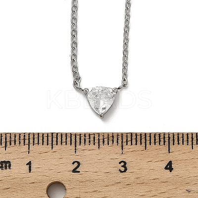 304 Stainless Steel Crystal Cubic Zirconia Triangle Pendant Necklaces for Women NJEW-Z064-02P-1