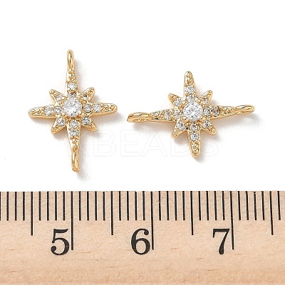 Brass Micro Pave Clear Cubic Zirconia Connector Charms KK-P355-28G-1