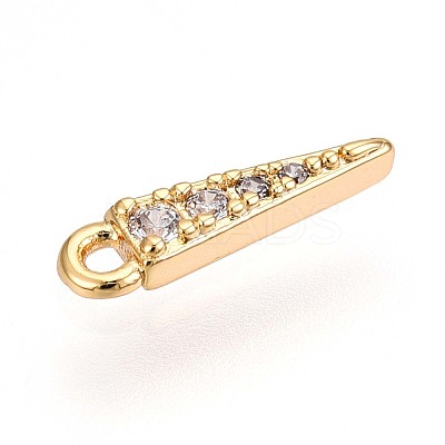 Brass Micro Pave Clear Cubic Zirconia Pendants KK-T075-37G-1