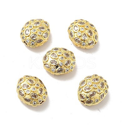 Oval Brass Micro Pave Cubic Zirconia Beads KK-G419-16G-02-1