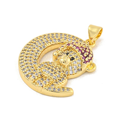 Rack Plating Brass Micro Pave Cubic Zirconia Pendants KK-K341-70G-1