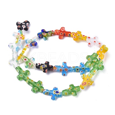 Cross Handmade Millefiori Glass Beads Strands LK-R004-31-1