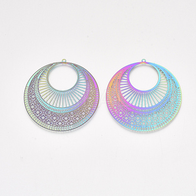 Ion Plating(IP) 304 Stainless Steel Filigree Pendants STAS-S108-42-1