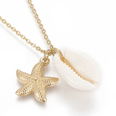 304 Stainless Steel Pendant Necklaces NJEW-F260-05G-1