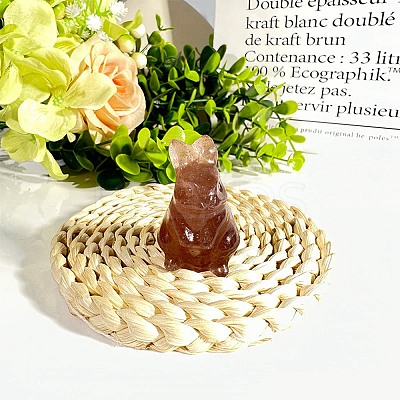 Natural Strawberry Quartz Carved Healing Rabbit Figurines PW-WG70445-01-1