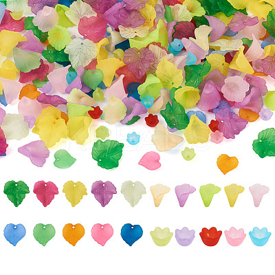300Pcs 20 Style Transparent Acrylic Pendants & Bead Caps TACR-FW0001-02-1