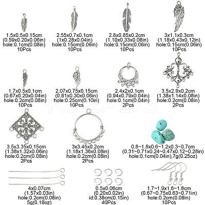 DIY Feather Wing Alloy & Synthetic Turquoise Dangle Earring Making Kits DIY-FS0006-34-1