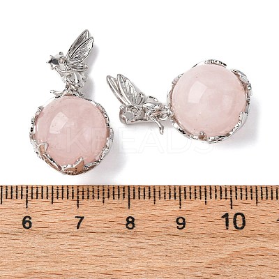Natural Rose Quartz Round Pendants G-G207-01P-06-1