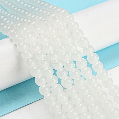 Baking Paint Imitation Jade Glass Round Bead Strands X-DGLA-Q021-6mm-01-1