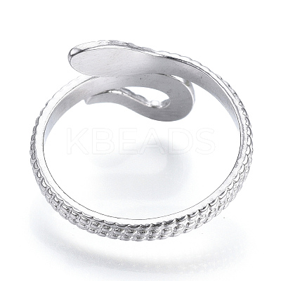 Non-Tarnish 304 Stainless Steel Snake Open Cuff Ring LS-RJEW-N040-21-1
