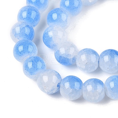 Crackle Baking Paint Imitation Jade Glass Beads Strands DGLA-T003-8mm-05-1