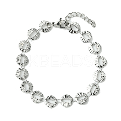 Non-Tarnish 304 Stainless Steel Round Link Bracelets for Women BJEW-A007-01P-1