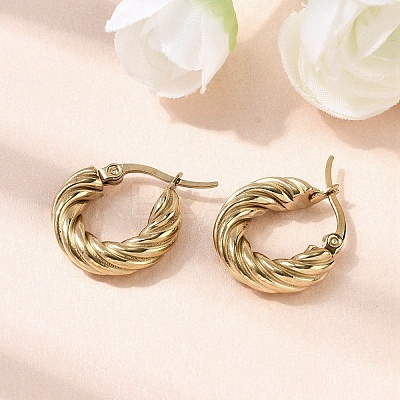 304 Stainless Steel Twist Ring Hoop Earrings EJEW-Z146-01G-01-1
