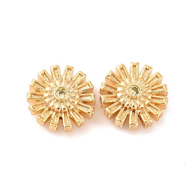 Brass Micro Pave Clear Cubic Zirconia Beads KK-S389-17G-1