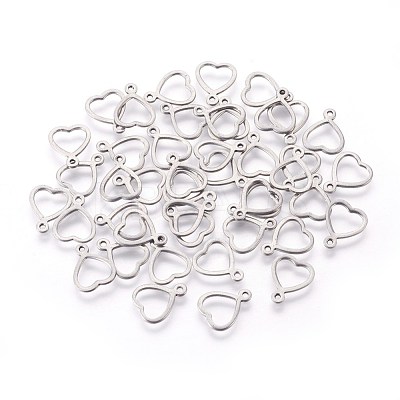 Tarnish Resistant 304 Stainless Steel Open Heart Charms STAS-F187-05P-1