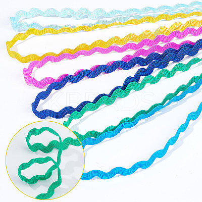 6 Yards 6 Colors Polyester Wavy Fringe Trim Ribbon OCOR-WH0080-44A-1