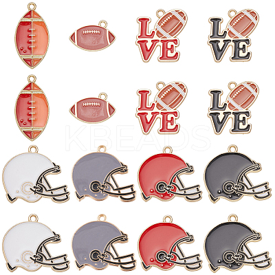 32Pcs 8 Styles Rugby Themed Alloy Enamel Pendants Sets ENAM-SC0005-15-1
