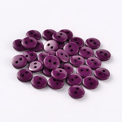 2-Hole Flat Round Resin Sewing Buttons for Costume Design BUTT-E119-18L-07-1
