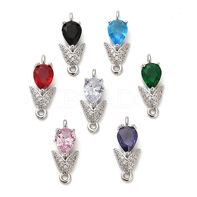 Glass Teardrop Connector Charms KK-M314-14P-1