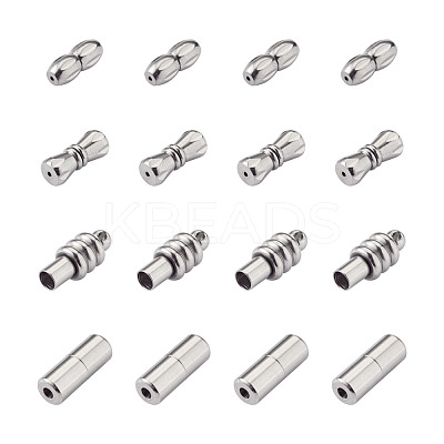 16Sets 4 Style 304 Stainless Steel Screw Clasps STAS-FW0001-08P-1
