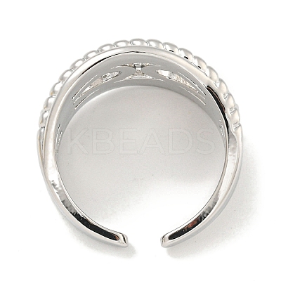 Rack Plating Brass Micro Pave Cubic Zirconia Chains Open Cuff Rings for Women RJEW-I104-08P-1