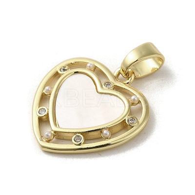 Brass Pave Shell Pendants KK-I708-15C-G-1