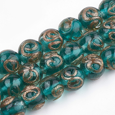 Handmade Gold Sand Lampwork Beads LAMP-T006-06E-1
