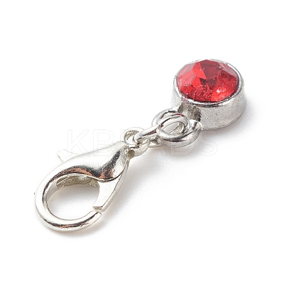 Alloy Rhinestones Birthstone Pendant Decorations HJEW-JM00743-1