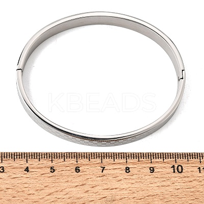 304 Stainless Steel Tartan Textured Hinged Cuff Bangles for Women SA-CBAC920-10P-1