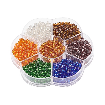 7 Colors Glass Round Seed Beads SEED-YW0001-24C-02-1