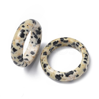 Natural Dalmatian Jasper Plain Band Ring RJEW-P044-01A-04-1