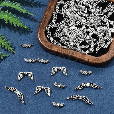 75Pcs 3 Styles Tibetan Style Alloy Fairy Wing Beads TIBEB-FS0001-15-1