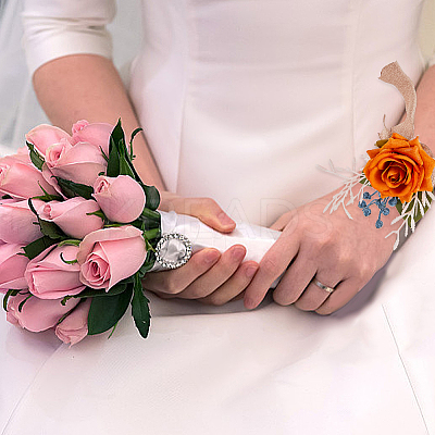 Cloth Flower & Foam Wrist Corsage with Plastic Pearl BJEW-WH0022-33A-1