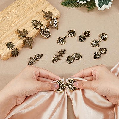 12Sets 6 Styles Tibetan Style Zinc Alloy Hook Button FIND-FH0009-29-1